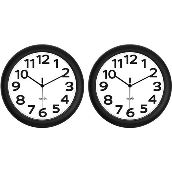 2 Pack Silent Wall Clock, 10 Inch Non Ticking Quiet Digital Sweep Decorative - Picture 1 of 5
